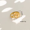 Wholesale Women's Geometric Stainless Steel Electroplated Inlaid Pearl Rings