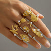 Wholesale Women's Geometric Stainless Steel Electroplated Inlaid Pearl Rings