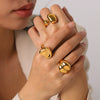 Wholesale Women's Geometric Stainless Steel Electroplated Irregular Heart Ring Jewelry In Ins Style