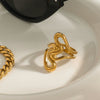 Wholesale Women's Geometric Stainless Steel Electroplated Irregular Lines Love Hollow Ring Jewelry