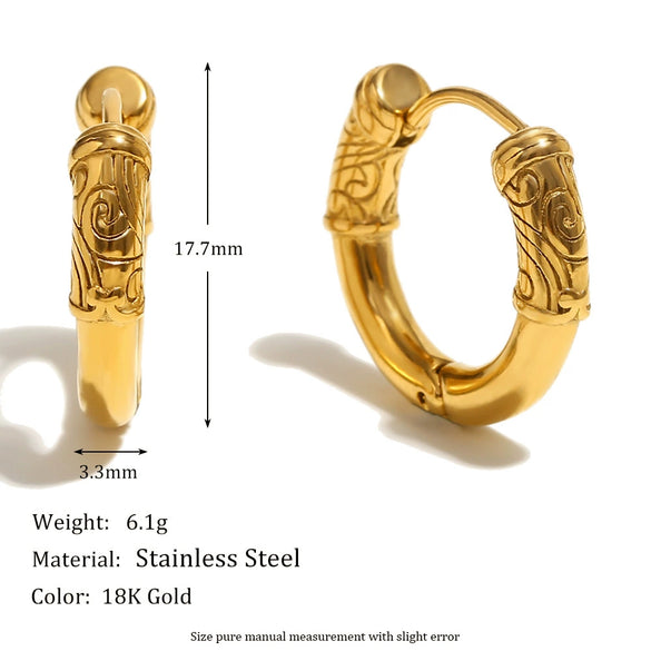 Wholesale Women's Geometric Stainless Steel Electroplated 18K Gold Earrings