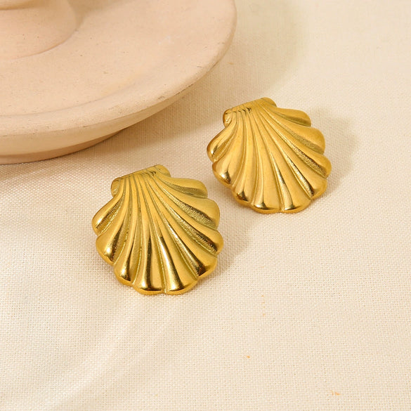 Wholesale Women's Geometric Stainless Steel Electroplated 18K Gold Earrings