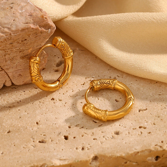 Wholesale Women's Geometric Stainless Steel Electroplated 18K Gold Earrings