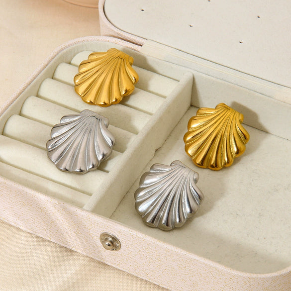 Wholesale Women's Geometric Stainless Steel Electroplated 18K Gold Earrings