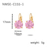 Wholesale Women's Geometric Stainless Steel Electroplated 18K Gold Fourclaw Single Diamond Earrings Fashion Style
