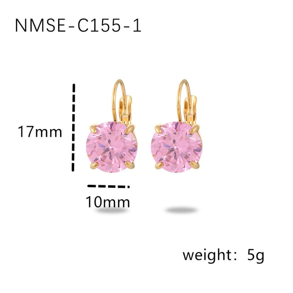 Wholesale Women's Geometric Stainless Steel Electroplated 18K Gold Fourclaw Single Diamond Earrings Fashion Style
