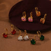 Wholesale Women's Geometric Stainless Steel Electroplated 18K Gold Fourclaw Single Diamond Earrings Fashion Style