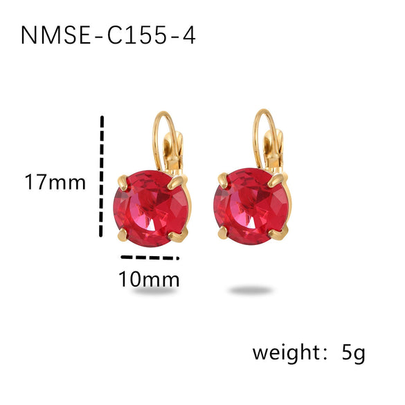 Wholesale Women's Geometric Stainless Steel Electroplated 18K Gold Fourclaw Single Diamond Earrings Fashion Style