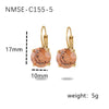 Wholesale Women's Geometric Stainless Steel Electroplated 18K Gold Fourclaw Single Diamond Earrings Fashion Style