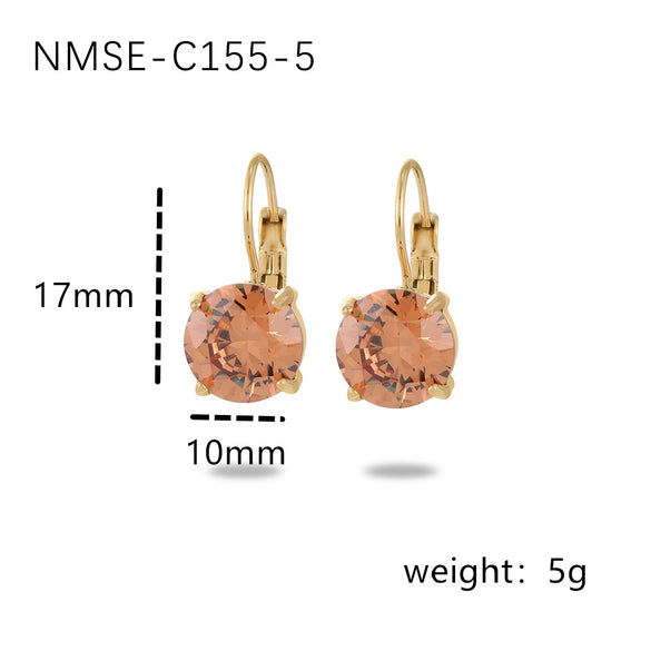 Wholesale Women's Geometric Stainless Steel Electroplated 18K Gold Fourclaw Single Diamond Earrings Fashion Style
