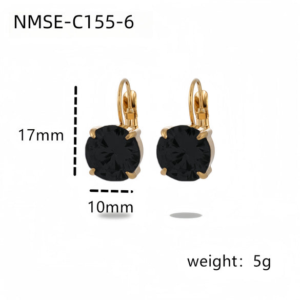 Wholesale Women's Geometric Stainless Steel Electroplated 18K Gold Fourclaw Single Diamond Earrings Fashion Style