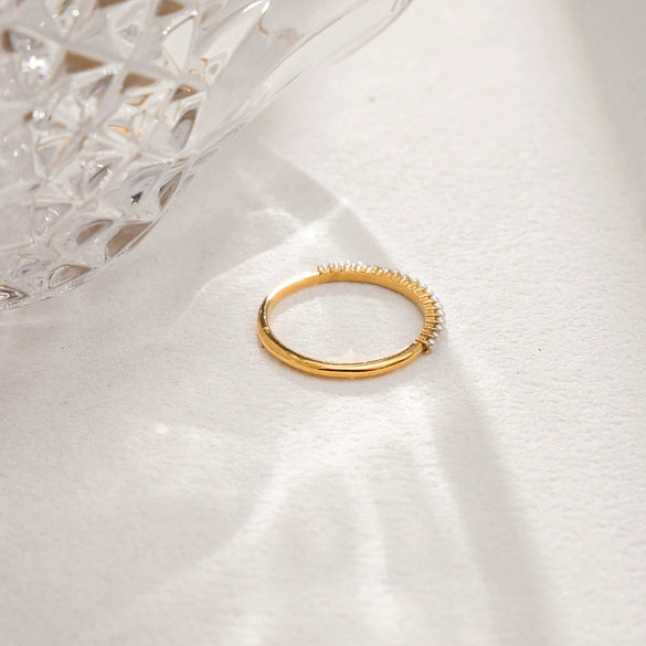 Wholesale Women's Geometric Stainless Steel Electroplated 18K Gold Pearl Ring Fashionable And Versatile Highend Accessories