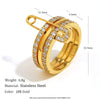 Wholesale Women's Geometric Stainless Steel Electroplated 18K Gold Threelayer Ring Hand Jewelry Light Luxury Style