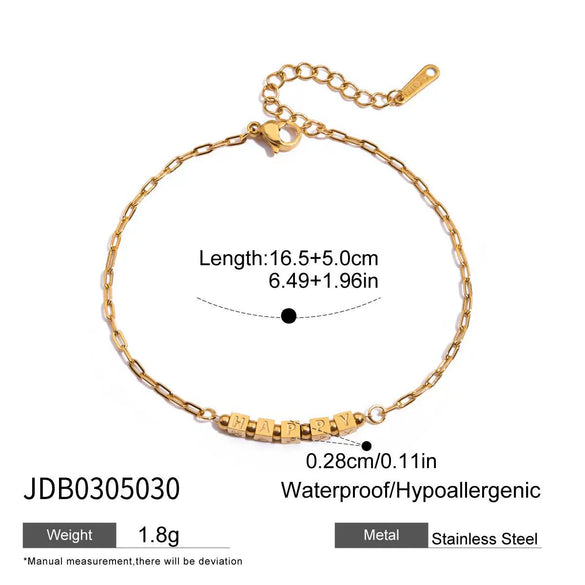 Wholesale Women's Geometric Stainless Steel Electroplated Letter Friendship Bracelet