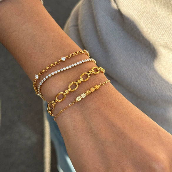 Wholesale Women's Geometric Stainless Steel Electroplated Letter Friendship Bracelet