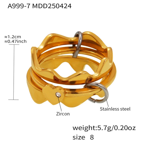 Wholesale Women's Geometric Stainless Steel Electroplated Multilayer Overlapping Ferris Wheel Finger Ring