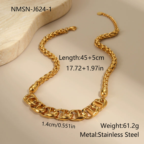 Wholesale Women's Geometric Stainless Steel Electroplated Necklace For Autumn And Winter