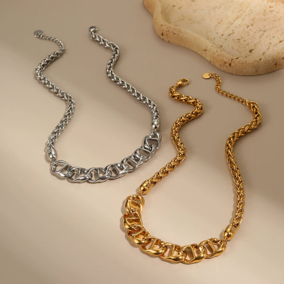 Wholesale Women's Geometric Stainless Steel Electroplated Necklace For Autumn And Winter