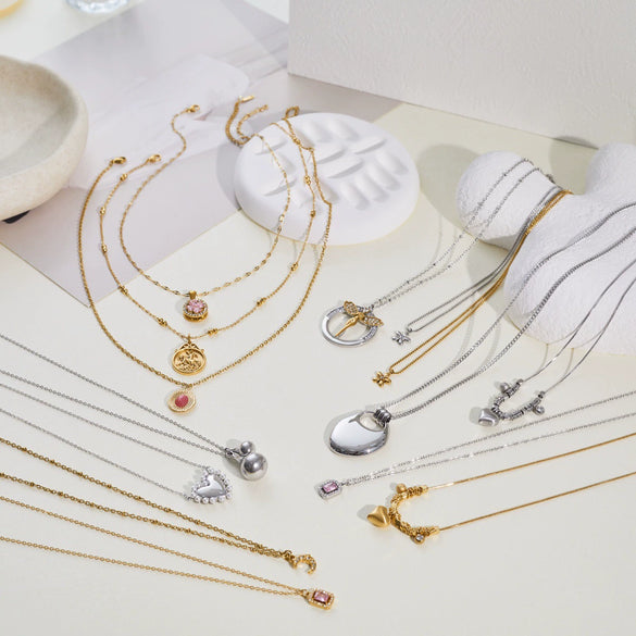 Wholesale Women's Geometric Stainless Steel Electroplated Necklace Jewelry