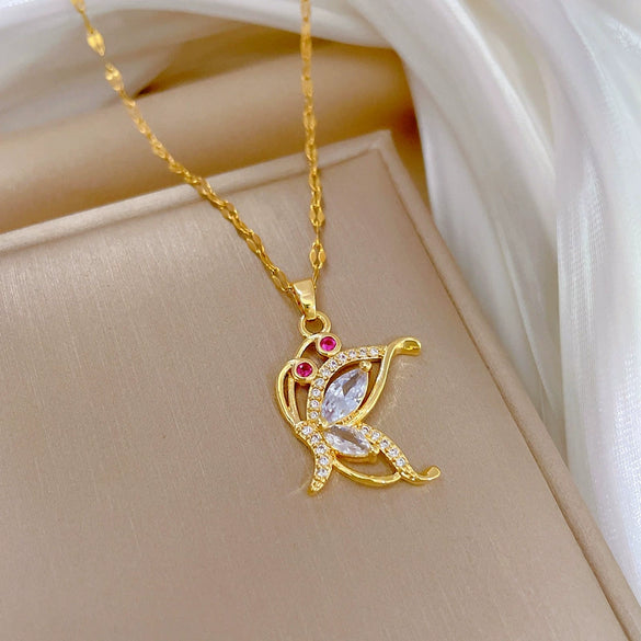 Wholesale Women's Geometric Stainless Steel Electroplated Necklace With Copper Pendant