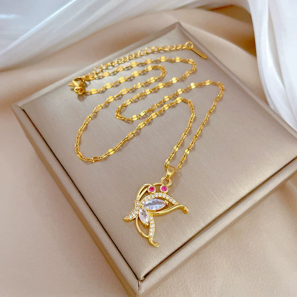 Wholesale Women's Geometric Stainless Steel Electroplated Necklace With Copper Pendant