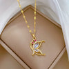 Wholesale Women's Geometric Stainless Steel Electroplated Necklace With Copper Pendant