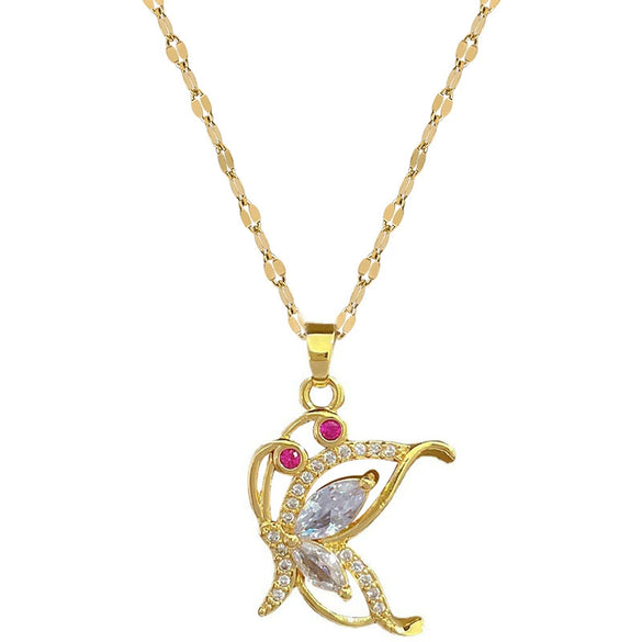 Wholesale Women's Geometric Stainless Steel Electroplated Necklace With Copper Pendant