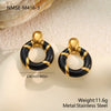 Wholesale Women's Geometric Stainless Steel Electroplated Oildrip Colorblocking Hoop Earrings