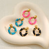 Wholesale Women's Geometric Stainless Steel Electroplated Oildrip Colorblocking Hoop Earrings