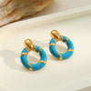 Wholesale Women's Geometric Stainless Steel Electroplated Oildrip Colorblocking Hoop Earrings