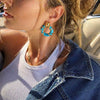 Wholesale Women's Geometric Stainless Steel Electroplated Oildrip Colorblocking Hoop Earrings