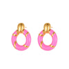 Wholesale Women's Geometric Stainless Steel Electroplated Oildrip Colorblocking Hoop Earrings