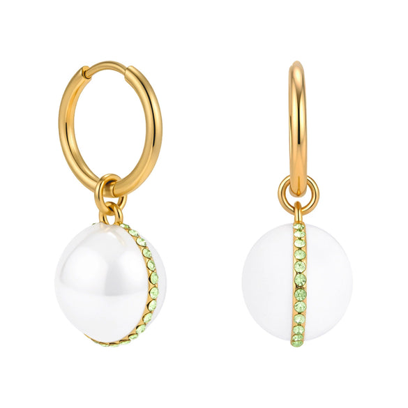 Wholesale Women's Geometric Stainless Steel Electroplated Oildrip Earrings Nonfading Light Luxury Highend Niche Jewelry