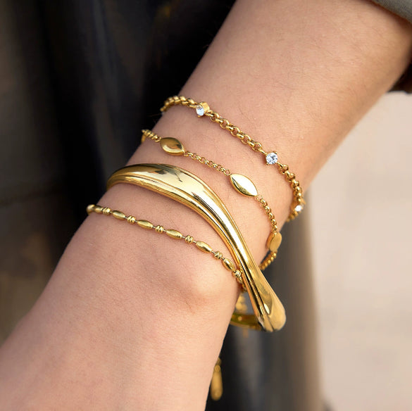 Wholesale Women's Geometric Stainless Steel Electroplated Open Bracelet Jewelry