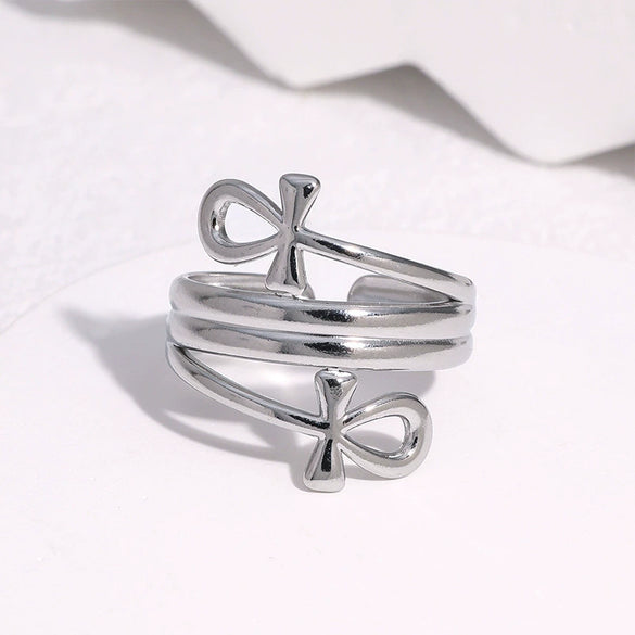 Wholesale Women's Geometric Stainless Steel Electroplated Open Ring Jewelry