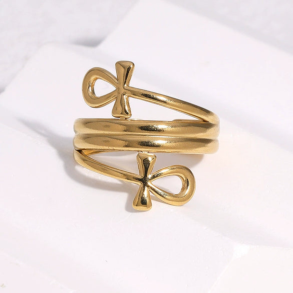 Wholesale Women's Geometric Stainless Steel Electroplated Open Ring Jewelry