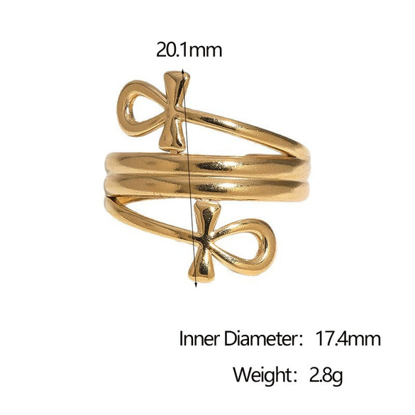 Wholesale Women's Geometric Stainless Steel Electroplated Open Ring Jewelry