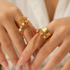 Wholesale Women's Geometric Stainless Steel Electroplated Open Ring Tassel Jewelry