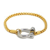 Wholesale Women's Geometric Stainless Steel Electroplated Pearl Chain Lock Pendant Bracelet