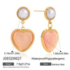 Wholesale Women's Geometric Stainless Steel Electroplated Pearl Pink Cat's Eye Earrings