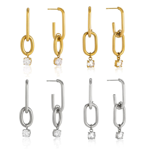 Wholesale Women's Geometric Stainless Steel Electroplated Pendant Earrings