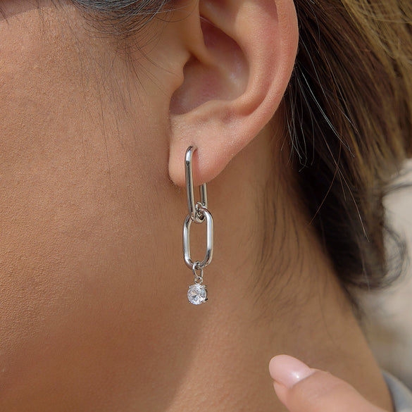 Wholesale Women's Geometric Stainless Steel Electroplated Pendant Earrings