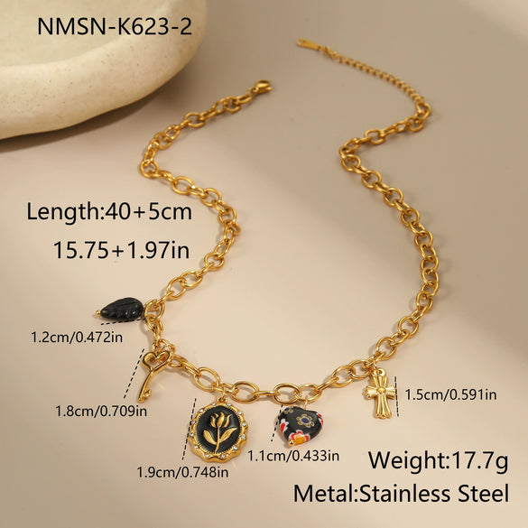 Wholesale Women's Geometric Stainless Steel Electroplated Pendant Necklace For Autumn And Winter