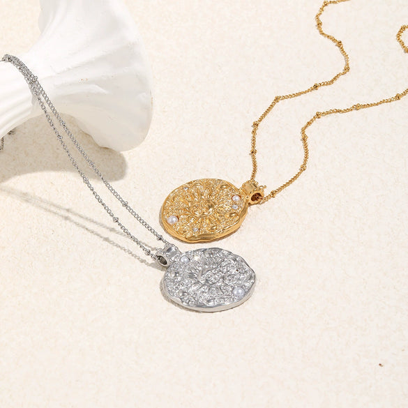 Wholesale Women's Geometric Stainless Steel Electroplated Pendant Necklace Jewelry