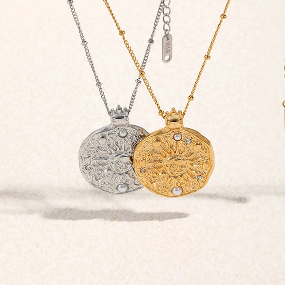 Wholesale Women's Geometric Stainless Steel Electroplated Pendant Necklace Jewelry