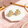 Wholesale Women's Geometric Stainless Steel Electroplated Pleated Irregular Earrings Light Luxury High End Fashion