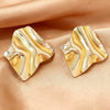 Wholesale Women's Geometric Stainless Steel Electroplated Pleated Irregular Earrings Light Luxury High End Fashion