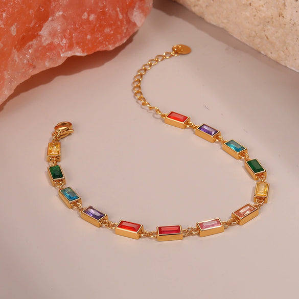 Wholesale Women's Geometric Stainless Steel Electroplated Real Goldplated Bracelet Jewelry