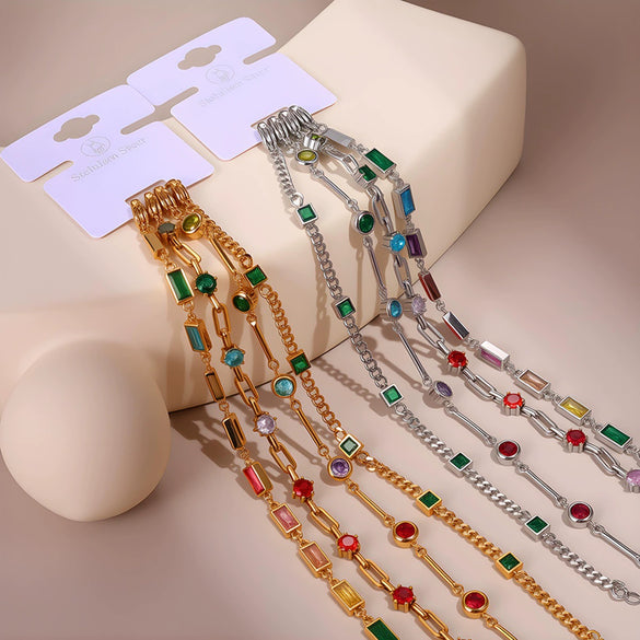 Wholesale Women's Geometric Stainless Steel Electroplated Real Goldplated Bracelet Jewelry