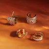 Wholesale Women's Geometric Stainless Steel Electroplated Rhinestone Zircon Cring Earrings